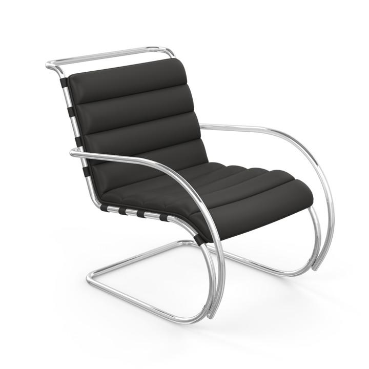 MR Lounge Arm Chair lounge chair Knoll Acqua Leather - Black Sea