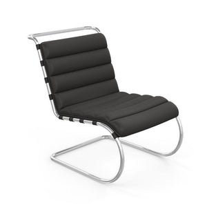 MR Armless Lounge Chair lounge chair Knoll Acqua Leather - Black Sea 