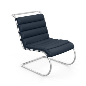 MR Armless Lounge Chair lounge chair Knoll Sabrina Leather - Marine Blue 