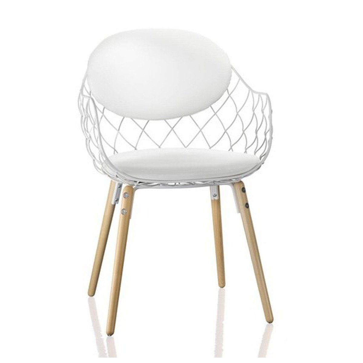 Pina Chair Chairs Magis Natural Beech Legs - White Seat / White Fabric cushions