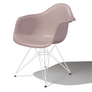 Eames Molded Plastic Arm Chair Wire Base / DAR Side/Dining herman miller White Base Frame Finish Stone Seat and Back Standard Glide With Felt Bottom + $20.00
