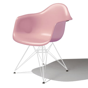 Eames Molded Plastic Arm Chair Wire Base / DAR Side/Dining herman miller White Base Frame Finish Blush Seat and Back Standard Glide With Felt Bottom + $20.00