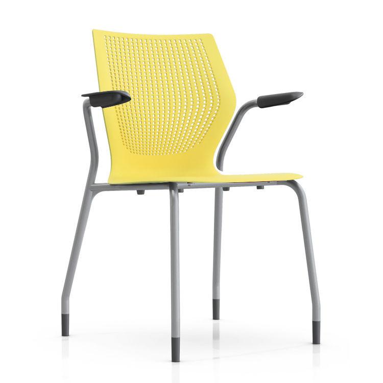 MultiGeneration Stacking Chair - No Seat Pad task chair Knoll Fixed Arms + $40.00 Glides Yellow