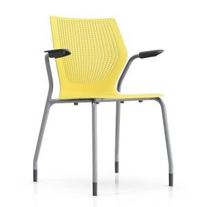 MultiGeneration Stacking Chair - No Seat Pad task chair Knoll Fixed Arms + $40.00 Glides Yellow