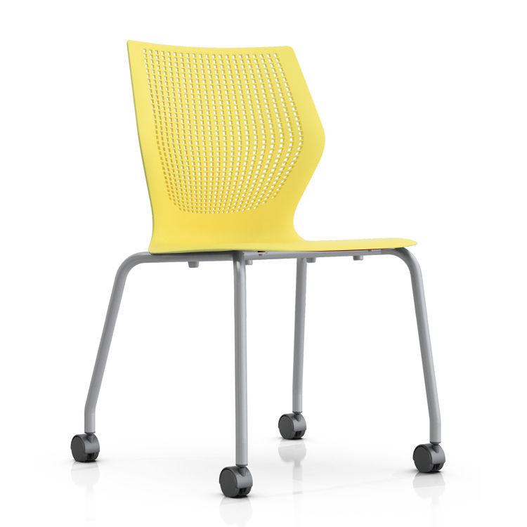 MultiGeneration Stacking Chair - No Seat Pad task chair Knoll Armless Soft Casters for Hard Floors +$22.00 Yellow