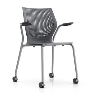 MultiGeneration Stacking Chair - No Seat Pad task chair Knoll Fixed Arms + $40.00 Soft Casters for Hard Floors +$22.00 Dark Grey