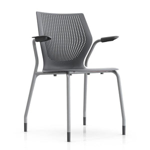 MultiGeneration Stacking Chair - No Seat Pad task chair Knoll Fixed Arms + $40.00 Glides Dark Grey
