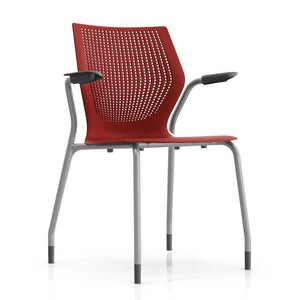MultiGeneration Stacking Chair - No Seat Pad task chair Knoll Fixed Arms + $40.00 Glides Dark Red