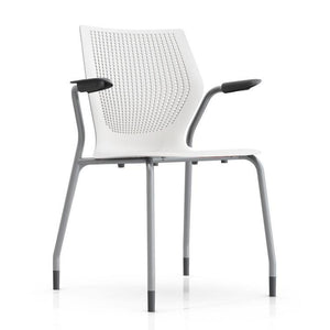 MultiGeneration Stacking Chair - No Seat Pad task chair Knoll Fixed Arms + $40.00 Glides Off White
