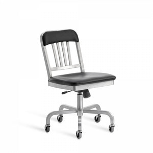Navy Semi-Upholstered Swivel Side Chair task chair Emeco Brushed 