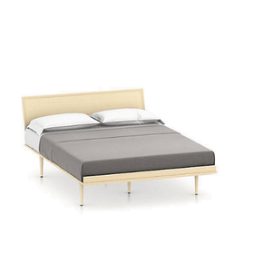 Nelson Thin Edge Bed - Wood Taper Legs Beds herman miller Queen Size Natural Cane Headboard White Ash Frame & Legs Finish