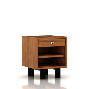 Nelson Basic Cabinet Small by Herman Miller side/end table herman miller Open Cabinet with 1 Drawer Wood Leg, 5.5 High Light Brown Walnut Veneer