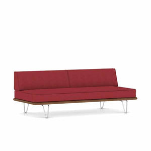 Nelson Daybed - Hairpin Legs Beds herman miller Daybed with Two Bolsters Walnut Frame Chutney Medley Fabric