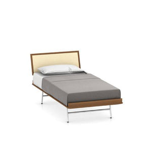 Nelson Thin Edge Bed - H Frame Legs Beds herman miller Twin Size Natural Cane Headboard Walnut Frame