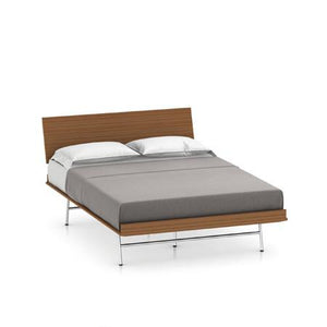 Nelson Thin Edge Bed - H Frame Legs Beds herman miller Full Size Veneer Headboard Walnut Frame