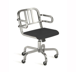Nine-O Swivel Armchair task chair Emeco 3 Bar Back Hand-Brushed Grey