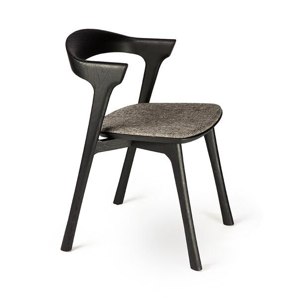 Oak Bok Black Dining Chair - Upholstered Seat Chairs Ethnicraft Grey Fabric