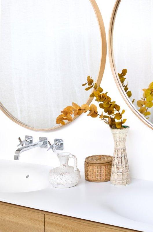 Oak Layers Wall Mirror Round Varnished Mirrors Ethnicraft