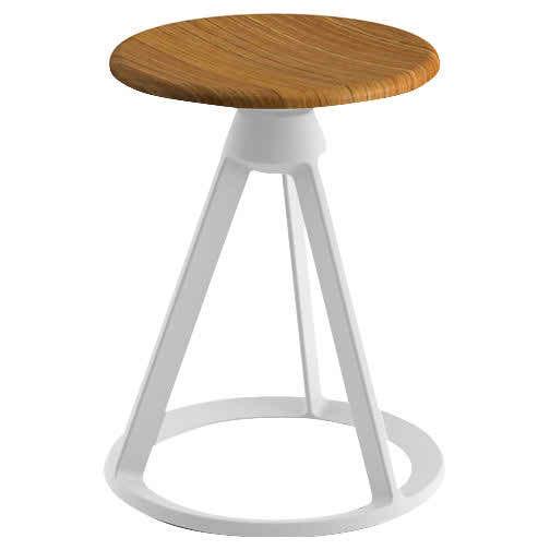 Piton Outdoor Fixed-Height Stool Outdoors Knoll Teak White