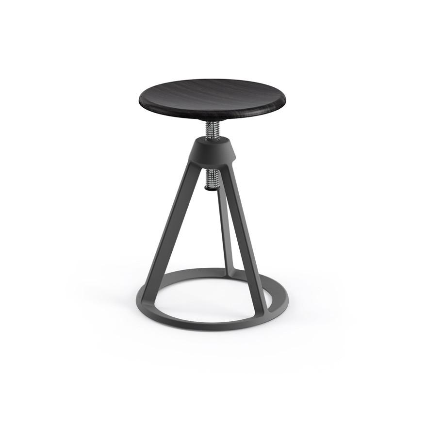 Piton Adjustable-Height Stool Stools Knoll Ebonized Ash Medium Metallic Grey