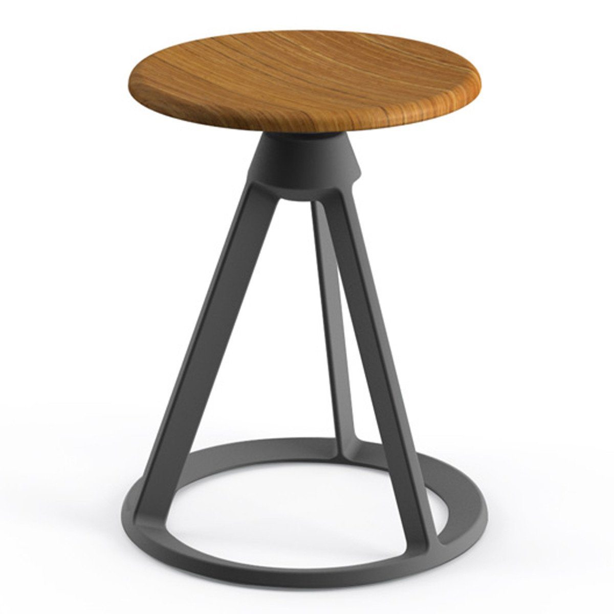 Piton Indoor Fixed-Height Stool Stools Knoll Teak Metallic Grey