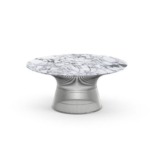 Platner 36" Coffee Table Coffee Tables Knoll Polished Nickel Arabescato marble, Shiny finish 