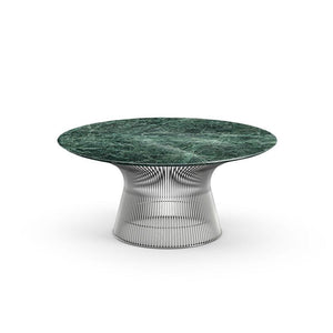 Platner 36" Coffee Table Coffee Tables Knoll Polished Nickel Verde Alpi marble, Satin finish 