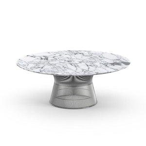 Platner 42" Coffee Table Coffee Tables Knoll Polished Nickel Arabescato marble, Satin finish 