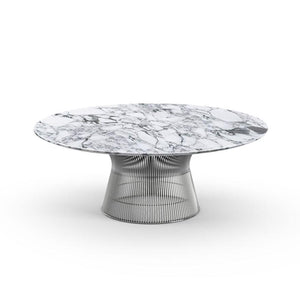 Platner 42" Coffee Table Coffee Tables Knoll Polished Nickel Arabescato marble, Shiny finish 