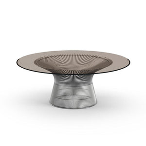 Platner 42" Coffee Table Coffee Tables Knoll Polished Nickel Bronze Glass 