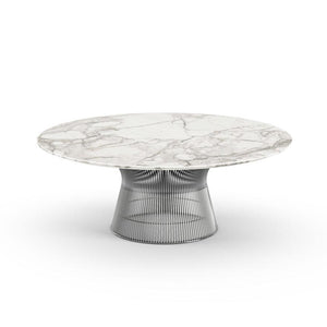 Platner 42" Coffee Table Coffee Tables Knoll Polished Nickel Calacatta marble, Shiny finish 
