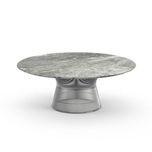 Platner 42" Coffee Table Coffee Tables Knoll Polished Nickel Grey marble, Satin finish 