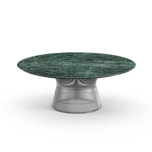 Platner 42" Coffee Table Coffee Tables Knoll Polished Nickel Verde Alpi marble, Satin finish 