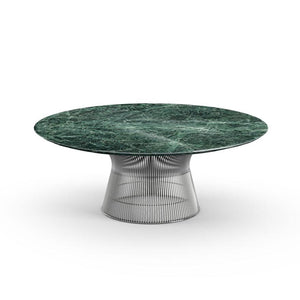 Platner 42" Coffee Table Coffee Tables Knoll Polished Nickel Verde Alpi marble, Shiny finish 