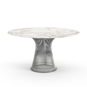 Platner Dining Table Dining Tables Knoll Polished Nickel Calacatta marble, Satin finish 
