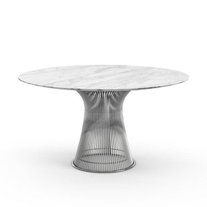 Platner Dining Table Dining Tables Knoll Polished Nickel Carrara marble, Satin finish 