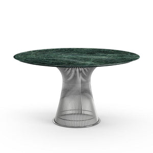 Platner Dining Table Dining Tables Knoll Polished Nickel Verde Alpi marble, Shiny finish 