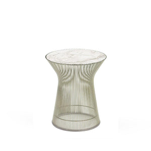 Platner Side Table side/end table Knoll Polished Nickel Calacatta marble, Satin finish 