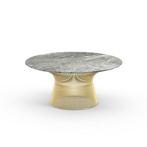 Platner Coffee Table - 36" in Gold Coffee Tables Knoll 18K Gold plated Grey marble, Satin finish 