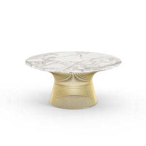 Platner Coffee Table - 36" in Gold Coffee Tables Knoll 18K Gold plated Calacatta marble, Shiny finish 