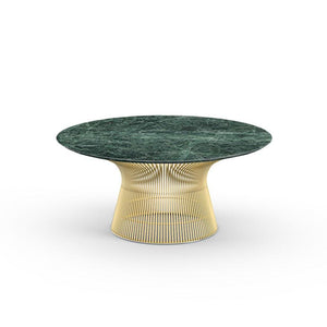 Platner Coffee Table - 36" in Gold Coffee Tables Knoll 18K Gold plated Verde Alpi marble, Satin finish 