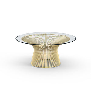 Platner Coffee Table - 36" in Gold Coffee Tables Knoll 18K Gold plated Clear Glass 