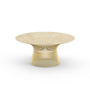 Platner Coffee Table - 36" in Gold Coffee Tables Knoll 18K Gold plated Empire Beige marble, Satin finish 