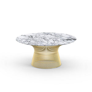 Platner Coffee Table - 36" in Gold Coffee Tables Knoll 18K Gold plated Arabescato marble, Shiny finish 
