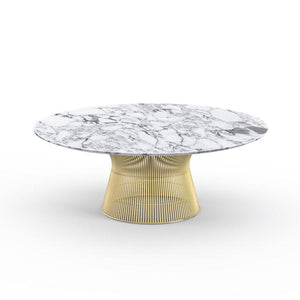 Platner Coffee Table - 42" in Gold Coffee Tables Knoll 18K Gold plated Arabescato marble, Satin finish 
