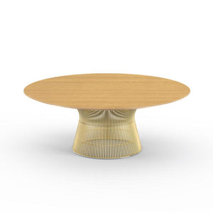 Platner Coffee Table - 42" in Gold Coffee Tables Knoll 18K Gold plated Light Oak 