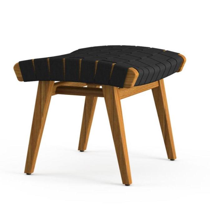 Risom Outdoor Ottoman Outdoors Knoll Charcoal Sunbrella Webbing