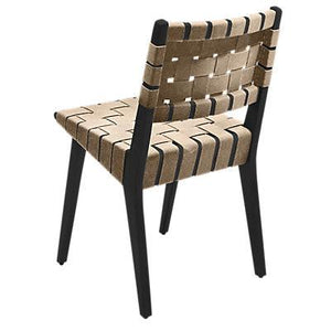 Risom Side Chair with Webbed Back Side/Dining Knoll Ebonized Maple Flax Cotton Webbing 