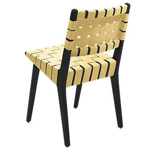 Risom Side Chair with Webbed Back Side/Dining Knoll Ebonized Maple Maize Cotton Webbing 
