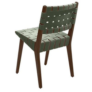 Risom Side Chair with Webbed Back Side/Dining Knoll Light Walnut Khaki Cotton Webbing 
